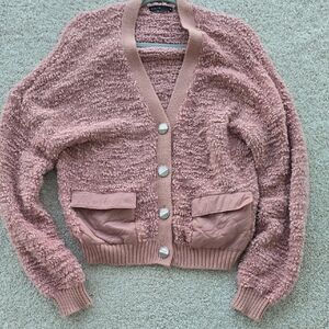 Pink Elegant Cardigan with Button Details. Size M. New